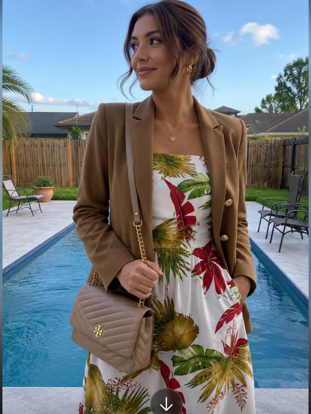 Tory Burch tan quilt purse